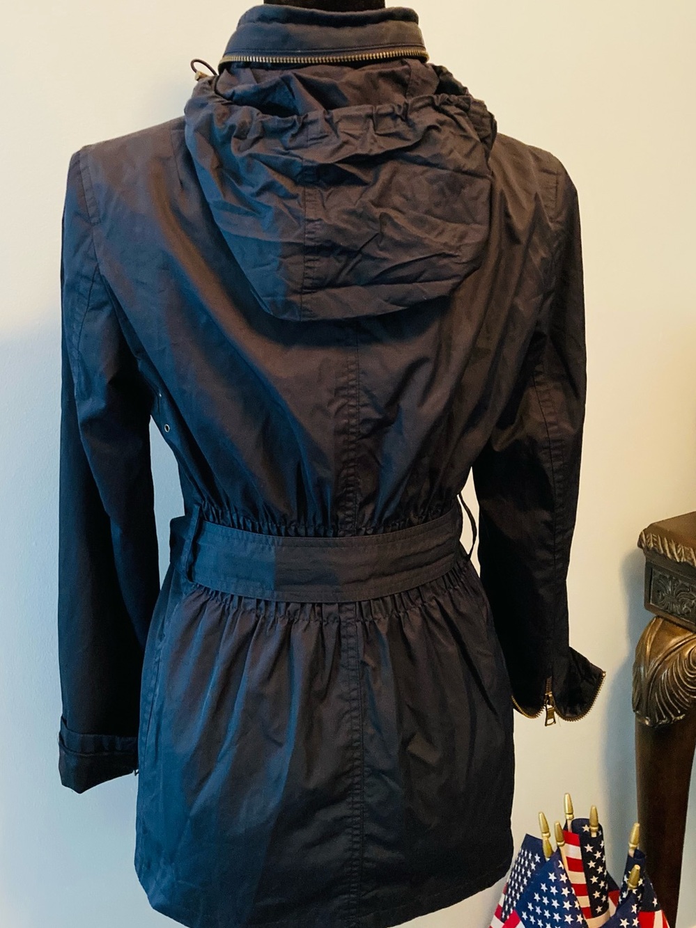 Banana Republic Dark Blue Field Jacket with Hideaway Hood Belt - Picture 9 of 16